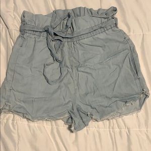 Express super high waisted paper bag shorts